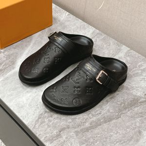 Louis Vuitton LV To-Go Flat Comfort Clogs Women Monogram Embossed Leather Black