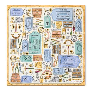 Louis Vuitton LV Tool Box Square 90 Scarf in Silk M96972 Blue