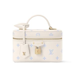 Louis Vuitton Vanity Chain Pouch in Signature Monogram Empreinte Leather M27744 White/Blue