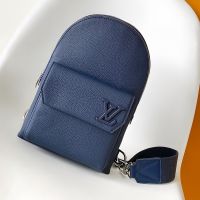 Louis Vuitton Pilot Slingbag in Waxy Calfskin with LV Aerogram M11601 Blue