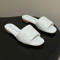 Louis Vuitton 6AM Flat Slides Women Monogram Perforated Calf Leather White