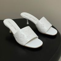 Louis Vuitton 6AM Slides 55mm Women Monogram Perforated Calf Leather White