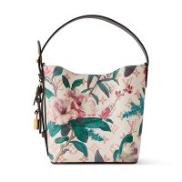 Louis Vuitton All in BB Bucket Bag in Monogram Dune Canvas with Vibrant Floral Print M29067 White