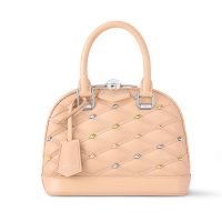 Louis Vuitton Alma BB Handbag in Malletage Lambskin with Diamond Studs M24153 Beige