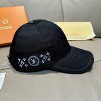 Louis Vuitton Baseball Cap in Damier Graphite Cotton with LV Monogram Signature Black