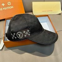 Louis Vuitton Baseball Cap in Damier Graphite Cotton with LV Monogram Signature Light Black