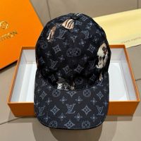 Louis Vuitton Baseball Cap in Monogram Shadow Cotton with Animals Print Black