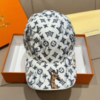 Louis Vuitton Baseball Cap in Monogram Shadow Cotton with Animals Print White