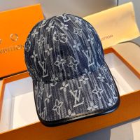 Louis Vuitton Baseball Cap in Monogram Washed Denim with Calfskin Trim Black