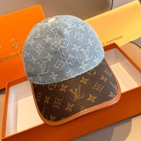 Louis Vuitton Baseball Cap in Monogram Denim with Monogram Canvas Visor Light Blue/Brown