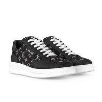 Louis Vuitton Beverly Hills Sneakers Men Monogram Denim and Grained Calf Leather 1AHDZE Black