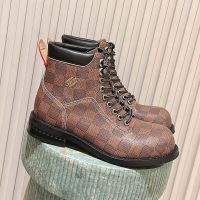 Louis Vuitton LV Bubble Ankle Boots Unisex Damier Canvas Brown
