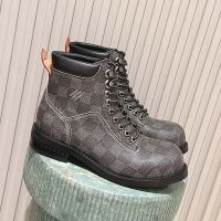 Louis Vuitton LV Bubble Ankle Boots Unisex Damier Canvas Black