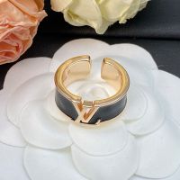 Louis Vuitton LV Initiales Open Ring in Metal with Leather Rose Gold