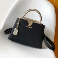 Louis Vuitton Capucines BB Handbag in Taurillon and Python Leather N89368 Black