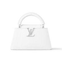 Louis Vuitton Capucines East-West Mini Handbag in Grained Calfskin M24671 White