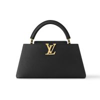 Louis Vuitton Capucines East-West MM Handbag in Grained Calfskin M24664 Black