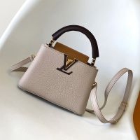 Louis Vuitton Capucines Mini Handbag in Taurillon Leather M14176 Light Coffee