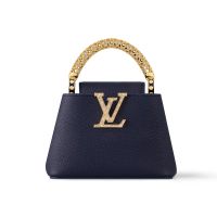 Louis Vuitton Capucines Nano Handbag in Taurillon Leather with Flower Crown Handle M13855 Blue