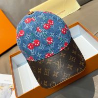 Louis Vuitton x TM Cerise Baseball Cap in Monogram Denim and Monogram Canvas Visor Blue/Brown