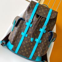 Louis Vuitton Christopher MM Backpack in Monogram Macassar Canvas M12729 Brown/Blue