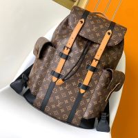 Louis Vuitton Christopher MM Backpack in Monogram Macassar Canvas M46686 Brown