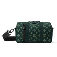 Louis Vuitton City Keepall Travel Bag in Monogram Shadow Leather M27184 Green