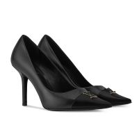 Louis Vuitton City Pumps 90mm Women Plain Calf Leather and Glazed Patent Leather 1AIT96 Black