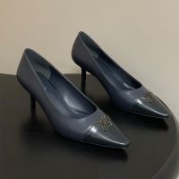 Louis Vuitton City Pumps 55mm Women Plain Calf Leather and Glazed Patent Leather Navy Blue