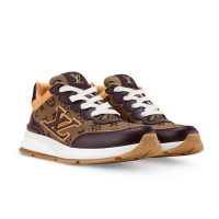 Louis Vuitton LV Classic Sneakers Men Monogram Jacquard and Calfskin 1AJ717 Brown