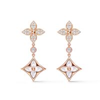 Louis Vuitton Color Blossom M Star Multi-Motif Earrings in Metal with Mother-of-Pearl and Diamonds Q06489 Rose Gold