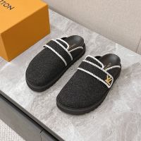 Louis Vuitton LV Cosy Flat Comfort Clogs Unisex Wool Black