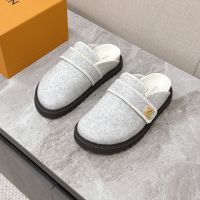 Louis Vuitton LV Cosy Flat Comfort Clogs Unisex Wool Grey