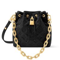 Louis Vuitton Coussin Bucket Bag in Monogram Embossed Lambskin M26216 Black