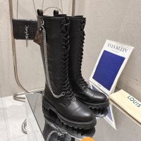 Louis Vuitton District Ranger High Boots Women Plain Calf Leather Black