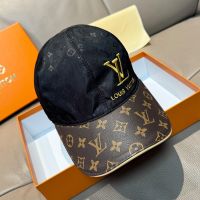 Louis Vuitton LV Logo Baseball Cap in Monogram Cotton with Monogram Canvas Visor Black/Brown