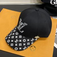Louis Vuitton LV Signature Baseball Cap In Cotton with Monogram Visor Black