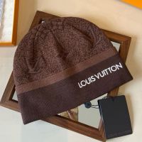 Louis Vuitton Beanie in Monogram Wool with Louis Vuitton Signature Brown