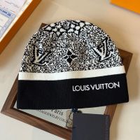 Louis Vuitton Beanie in Monogram Wool with Louis Vuitton Signature White