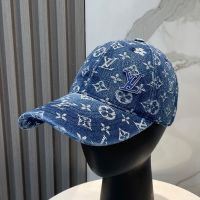 Louis Vuitton Enamel LV Iconic Baseball Cap in Monogram Denim Navy Blue