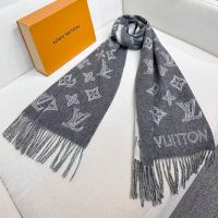 Louis Vuitton Monogram Shadow Scarf in Wool Grey