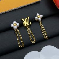 Louis Vuitton LV Floragram Earrings in Metal with Chain Links M03015 Gold
