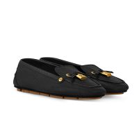 Louis Vuitton Flore Car Shoes Women Grained Calf Leather 1AICKY Black