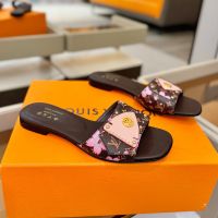 Louis Vuitton LV Frame Flat Slides Women Monogram Canvas with Blossom Print Brown/Pink