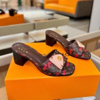 Louis Vuitton LV Frame Slides 45mm Women Monogram Canvas with Cherry Print Brown/Red