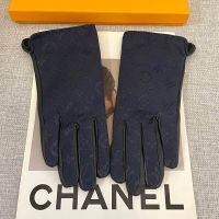 Louis Vuitton Gloves in Monogram Canvas and Lambskin Navy Blue/Black