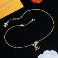 Louis Vuitton LV Iconic Flower Necklace in Metal with Crystals M02167 Gold