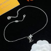 Louis Vuitton LV Iconic Flower Necklace in Metal with Crystals Silver