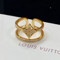 Louis Vuitton Idylle Blossom Two-Row Open Ring in Metal with Crystals Gold