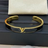 Louis Vuitton LV Initials Cuff Bracelet in Metal and Enamel Gold/Black